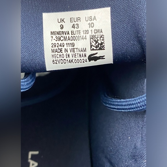 Lacoste Men's Menerva Elite 120 CMA Textile/Synthetic Sneakers, US Size 10 - Picture 10 of 15